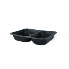 PP microwave dish 2-compartment, black, 227 * 178 * 50