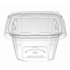 Rectangular container 500ml 145*120*65mm with hermetic lid and safety lock, transparent RPET